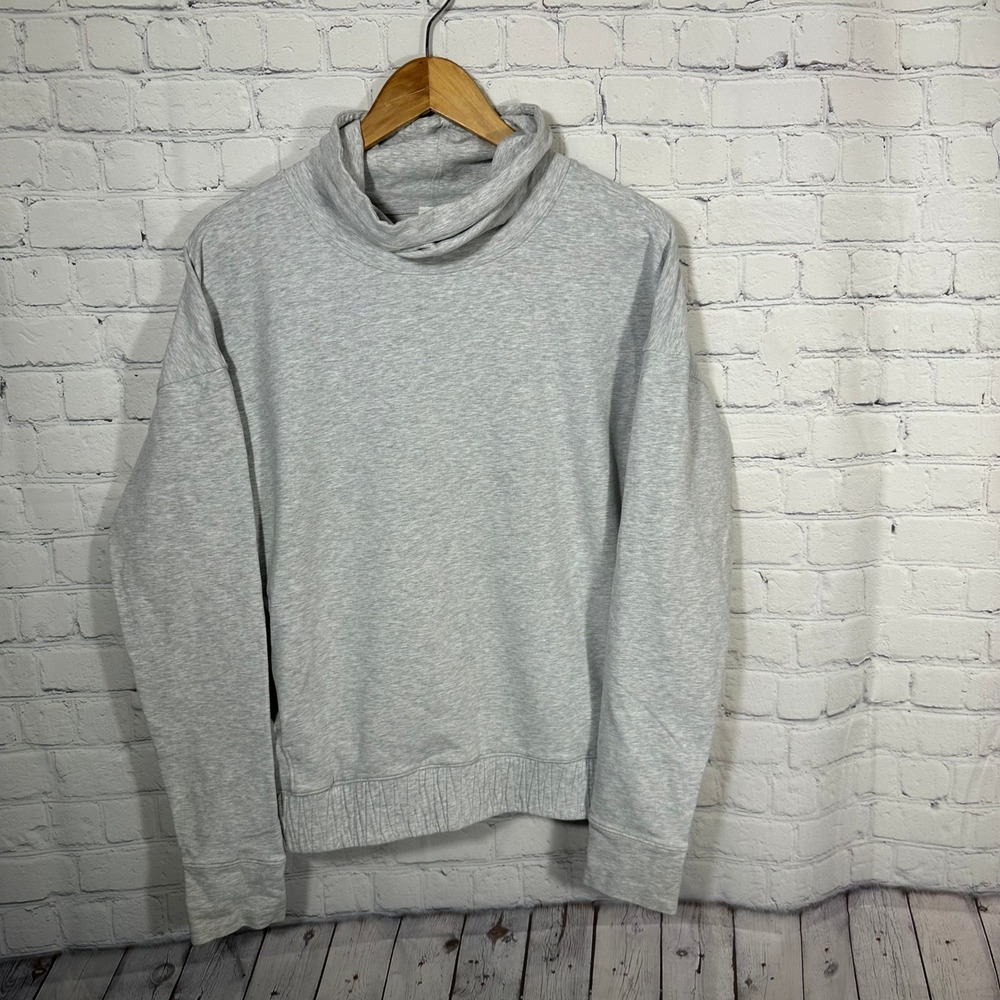 Lululemon Stress Less Grey Funnel Neck Oversized Sweatshirt 8 Pullover Pockets